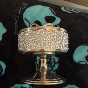 Rhinestone Jeweled candle holder with Bow Accent